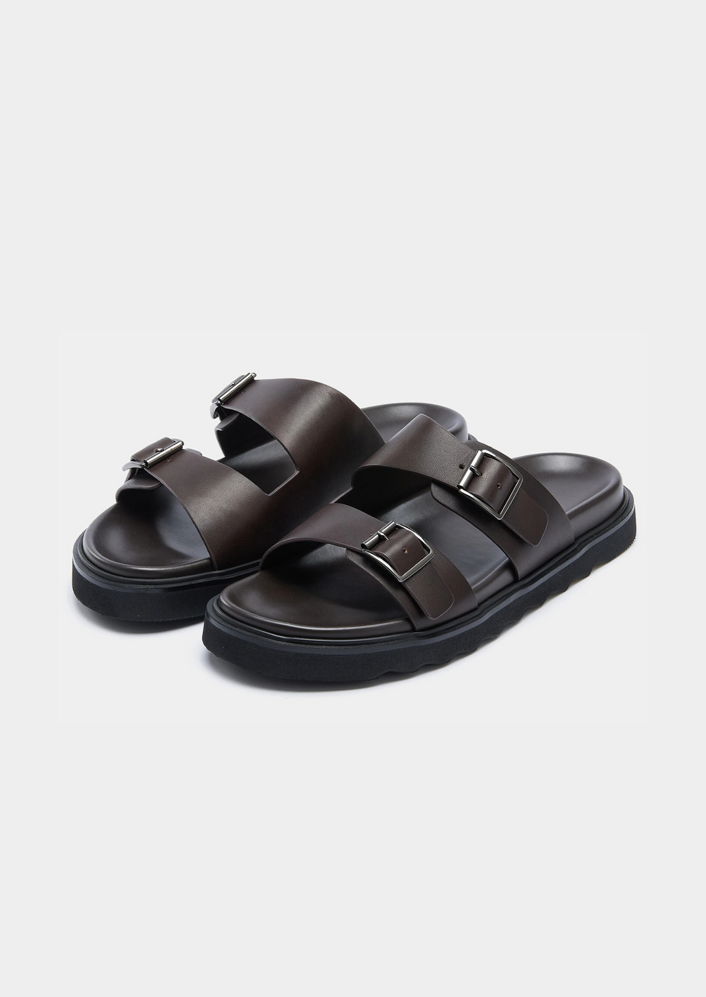 DOUBLE BUCKLE RESORT SANDAL - Dark Brown