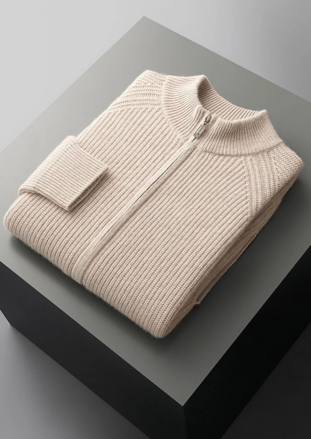 PREMIUM CASHMERE RIBBED CARDIGAN