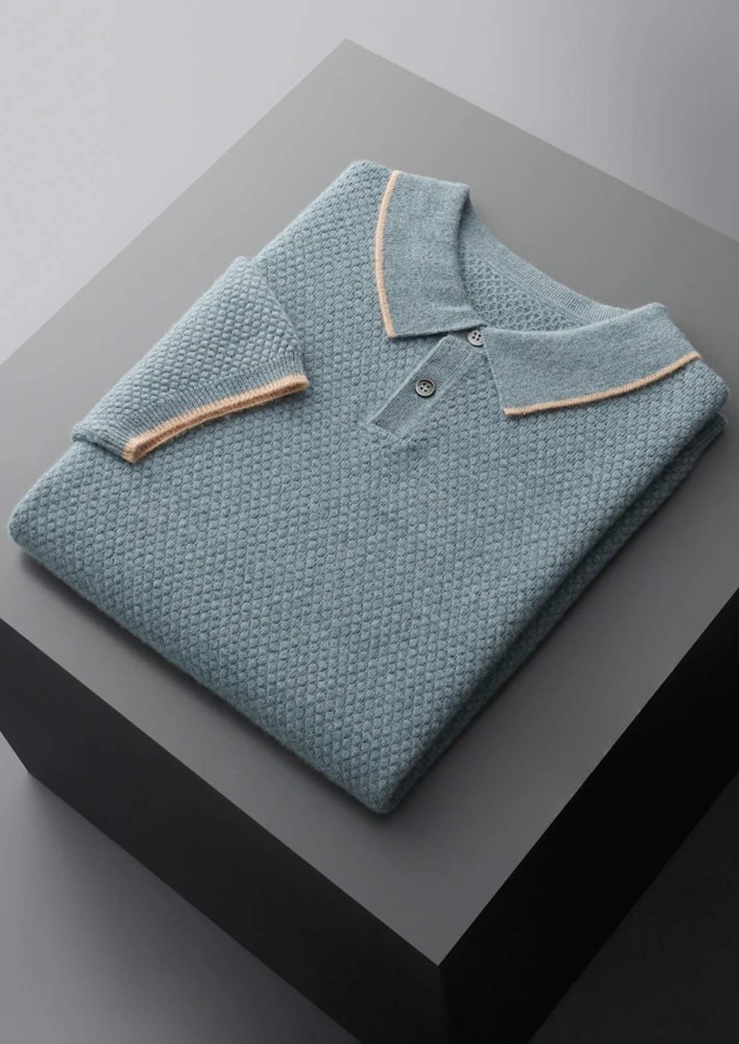 PREMIUM CASHMERE TWO-TONE POLO