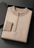 PREMIUM CASHMERE PATTERNED HALF-ZIP SWEATER