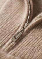 PURE CASHMERE CABLE HALF ZIP SWEATER