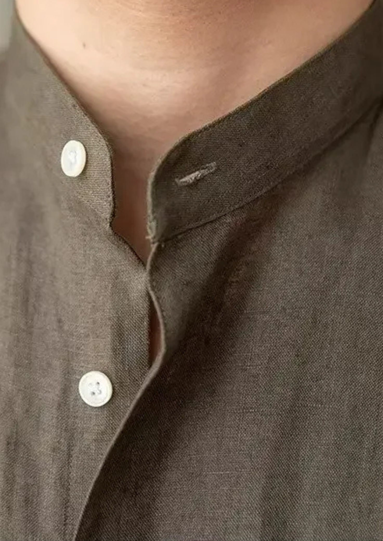 BRUNELLO SEASIDE LINEN SHIRT - Olive