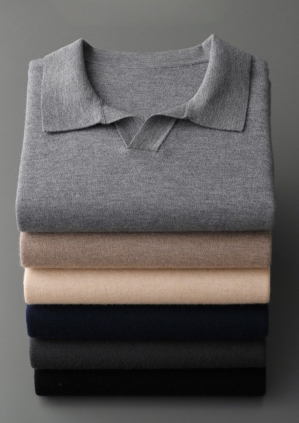 PREMIUM CASHMERE BUTTONLESS SWEATER POLO