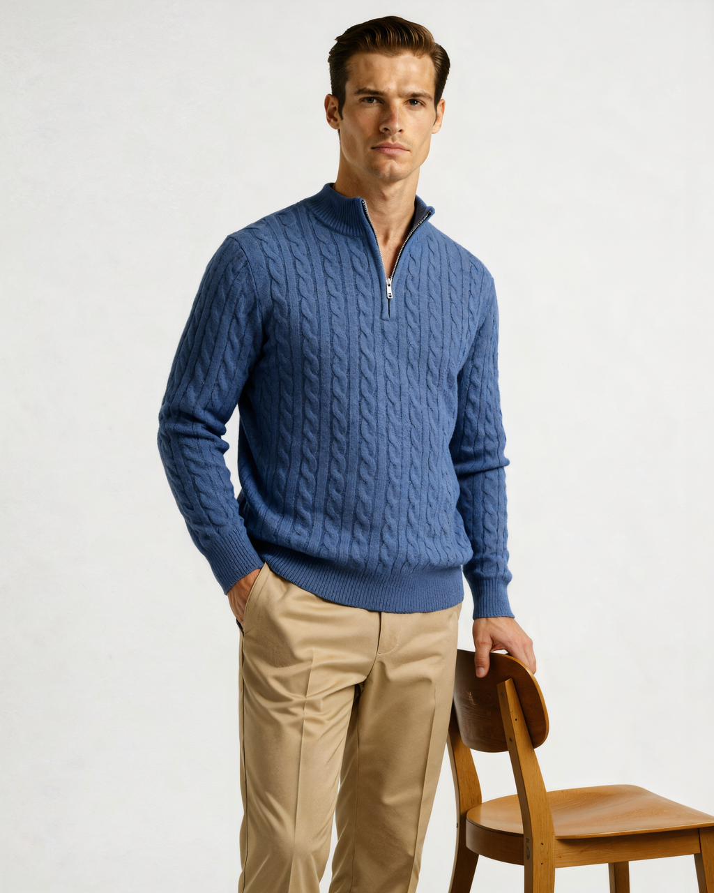 100% Cashmere Woven Half Zip